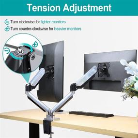 img 1 attached to Dual Monitor Desk Mount Stand- Height Adjustable Gas Spring Monitor Arm: Full Motion VESA Mount 🖥️ Stand with Clamp and Grommet Base - Fits Screens up to 32 Inch, VESA 75x75, 100x100, Polished Aluminum