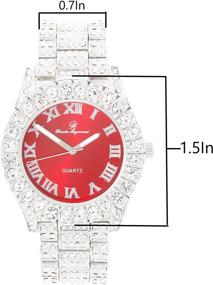 img 3 attached to ⌚ Exquisite Women's Big Rocks Bezel Colored Dial Watch with Roman Numerals, Fully Iced Out - ST10327LA