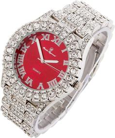 img 2 attached to ⌚ Exquisite Women's Big Rocks Bezel Colored Dial Watch with Roman Numerals, Fully Iced Out - ST10327LA