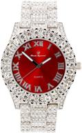⌚ exquisite women's big rocks bezel colored dial watch with roman numerals, fully iced out - st10327la logo