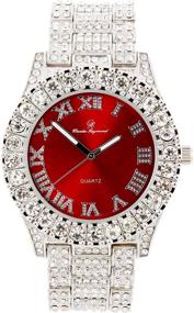 img 4 attached to ⌚ Exquisite Women's Big Rocks Bezel Colored Dial Watch with Roman Numerals, Fully Iced Out - ST10327LA