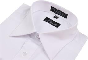 img 2 attached to 👔 Basilio Men's Clothing: BAS WHITE 165 34 Convertible Solid Dress Shirt