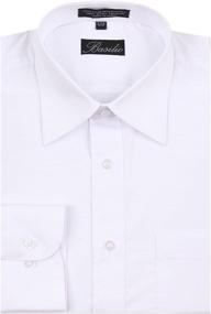 img 4 attached to 👔 Basilio Men's Clothing: BAS WHITE 165 34 Convertible Solid Dress Shirt