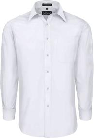 img 1 attached to 👔 Basilio Men's Clothing: BAS WHITE 165 34 Convertible Solid Dress Shirt