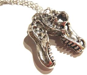 img 3 attached to Silvertone Pendant Necklace Tyrannosaurus Dinosaur