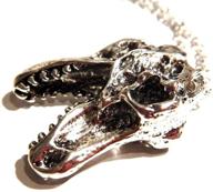 silvertone pendant necklace tyrannosaurus dinosaur logo