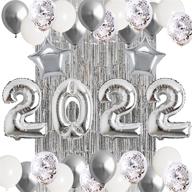 2022 new year party decorations: 32" silver foil balloons, tinsel curtain, stars balloons, confetti balloons - perfect for new year's eve party decoration and supplies логотип