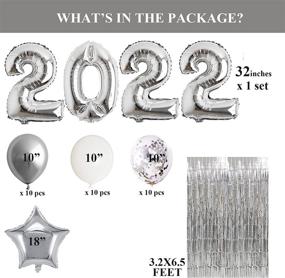 img 2 attached to 2022 New Year Party Decorations: 32" Silver Foil Balloons, Tinsel Curtain, Stars Balloons, Confetti Balloons - Perfect for New Year's Eve Party Decoration and Supplies