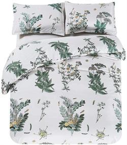 img 2 attached to 🌺 Vaulia Soft Lightweight Microfiber Duvet Cover Set: Queen Size, Floral Print in White and Green