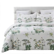 🌺 vaulia soft lightweight microfiber duvet cover set: queen size, floral print in white and green logo