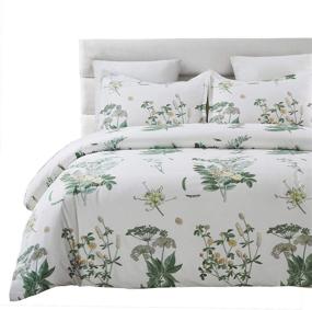 img 3 attached to 🌺 Vaulia Soft Lightweight Microfiber Duvet Cover Set: Queen Size, Floral Print in White and Green
