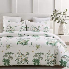 img 1 attached to 🌺 Vaulia Soft Lightweight Microfiber Duvet Cover Set: Queen Size, Floral Print in White and Green