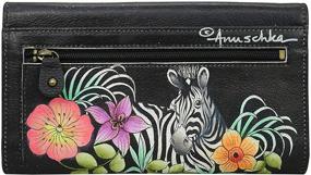 img 2 attached to Exquisite Anuschka Women’s Genuine Leather RFID Triple Fold Clutch Wallet - Hand Painted Original Artwork: A Perfect Blend of Elegance and Security