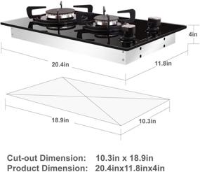 img 2 attached to 🔥 High-Performance 30cm Built-in Domino Gas Cooktop by NOXTON, 2 Sealed Burners Gas Stove Top with Black Glass Cooker Hob, includes LPG Kit & FFD Plug, compatible with 110V~240V power supply