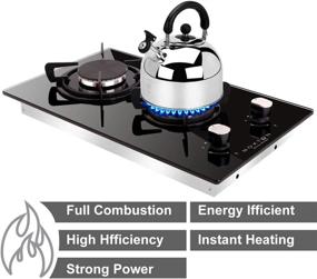 img 3 attached to 🔥 High-Performance 30cm Built-in Domino Gas Cooktop by NOXTON, 2 Sealed Burners Gas Stove Top with Black Glass Cooker Hob, includes LPG Kit & FFD Plug, compatible with 110V~240V power supply