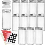 🍶 tebery 12 pack round spice bottles: 3oz glass jars with metal lids, shaker tops, funnel, and labels – premium quality for your kitchen логотип