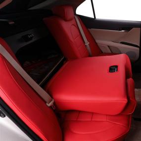 img 1 attached to 🚗 На заказ набор чехлов для автомобильных сидений EKR для Toyota Camry Hybrid LE/SE 2018-2022 - кожзам (красный)