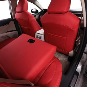 img 2 attached to 🚗 На заказ набор чехлов для автомобильных сидений EKR для Toyota Camry Hybrid LE/SE 2018-2022 - кожзам (красный)
