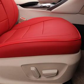 img 3 attached to 🚗 На заказ набор чехлов для автомобильных сидений EKR для Toyota Camry Hybrid LE/SE 2018-2022 - кожзам (красный)