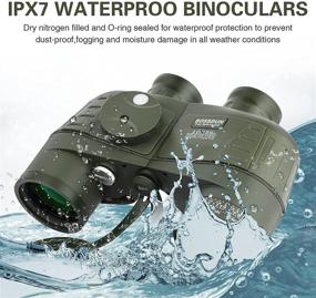 img 1 attached to 🔭 Enhanced Marine Binoculars 10×50: Rangefinder Compass, BAK4 FMC Lens, Waterproof & Fogproof - Ideal for Boating, Birdwatching, Hunting (Army Green)