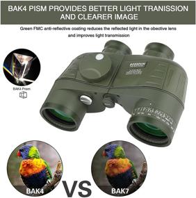 img 2 attached to 🔭 Enhanced Marine Binoculars 10×50: Rangefinder Compass, BAK4 FMC Lens, Waterproof & Fogproof - Ideal for Boating, Birdwatching, Hunting (Army Green)