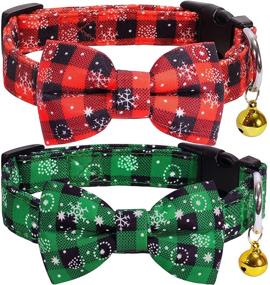 img 4 attached to 🎅 Plaid Christmas Dog Bow Ties: Epesiri 2 Pack Adjustable Cotton Buffalo Collar - Perfect Gift for Small Medium Large Dogs