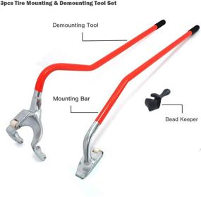 img 3 attached to 🔧 HTTMT - Инструмент для установки и снятия шин для тяжелых транспортных средств 3 шт. для шин диаметром от 17,5" до 24" с нейлоновыми роликами - эффективное удаление бортов - оранжевый [P/N: ET-CAR-TIRE004-RED]...
