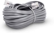 📞 efficient 25-foot phone line cord: modular telephone extension cable, 2-pin, 1-line design - compatible with fax, aio, and various devices - grey logo