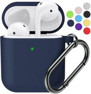 🎧 protective silicone airpods case cover with keychain - marge plus - compatible with apple airpods 2/1 charging case (front led visible) logo