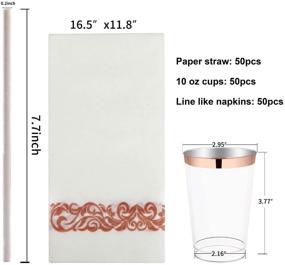 img 2 attached to 🌹 350 Piece Rose Gold Partyware Set: Includes 100 Plastic Plates, 150 Rose Gold Silverware (50 Forks, 50 Knives, 50 Spoons), and 50 Disposable Cups and Napkins Each