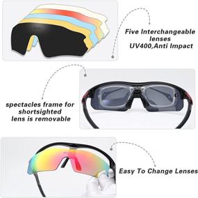 img 2 attached to 🕶️ Duco Men's Sports Cycling Sunglasses: 5 Interchangeable Lenses for Running, Golf, Fishing, Hiking, Baseball