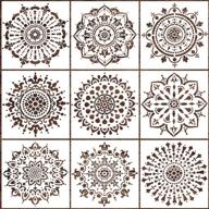 locolo mandala stencils set of 9 - 6x6 inch reusable laser cut painting template ideal for wood floors, walls, fabric, furniture and more logo