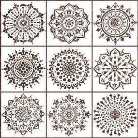 img 4 attached to LOCOLO Mandala Stencils Set of 9 - 6x6 Inch Reusable Laser Cut Painting Template Ideal for Wood Floors, Walls, Fabric, Furniture and More
