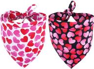 adorable reversible valentine's day dog bandanas - 2 pack by kzhareen, fun triangle bibs scarf accessories for dogs cats pets логотип