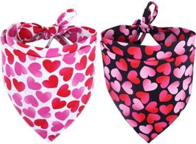 img 4 attached to Adorable Reversible Valentine's Day Dog Bandanas - 2 Pack by KZHAREEN, Fun Triangle Bibs Scarf Accessories for Dogs Cats Pets