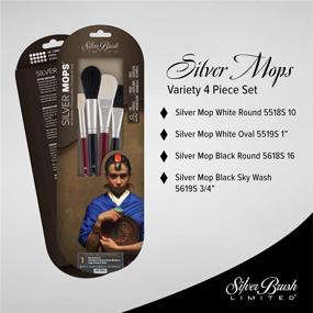 img 3 attached to 🖌️ Silver Brush Limited Silver Mop Multimedia Brush Set: Oil, Acrylic, and Watercolor Brushes, Short Handle - 4-Piece Set