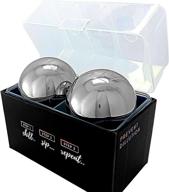 🥃 men's stainless steel whiskey stones gift set - whiskey balls - set of 2 ice ball large chillers - chilling stones for drinks - cool stones whiskey gift box set - unique mens gifts logo