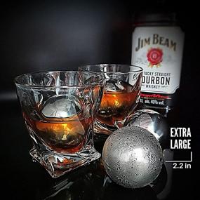 img 3 attached to 🥃 Men's Stainless Steel Whiskey Stones Gift Set - Whiskey Balls - Set of 2 Ice Ball Large Chillers - Chilling Stones for Drinks - Cool Stones Whiskey Gift Box Set - Unique Mens Gifts