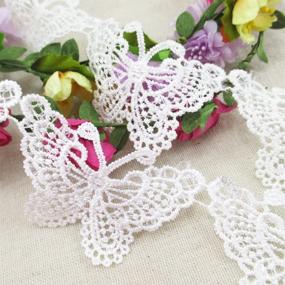 img 1 attached to 🦋 Exquisite 5-Yard White Cotton Lace Trim: Perfect for DIY Crafts, Weddings, Parties, and Handmade Accessories (Butterfly Design)