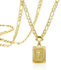 img 4 attached to 🎁 JoycuFF 18K Gold Filled Initial Letter Pendant Necklace: Personalized Stainless Steel Jewelry with Figaro Chain - Perfect Gifts for Women, Men, Teenage Girls, BFF, Mom, Dad