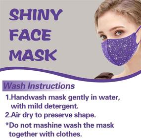 img 1 attached to YUESUO Black Rhinestone Face Mask with Sparkly Diamond Design - Reusable, Breathable, and Washable Cloth Mask - Perfect Gift Idea for Women