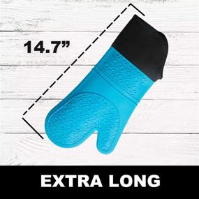 img 2 attached to 🧤 CHRYZTAL Premium Professional Silicone Oven Mitts: Quilted Liner, 500°F Heat Resistant, Non-Slip, Blue, Set of 2 - Perfect for BBQ, Baking & Cooking!