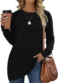 img 4 attached to 💃 Stylish Women's Long Sleeve Crew Neck Sweatshirts for Casual Fashion