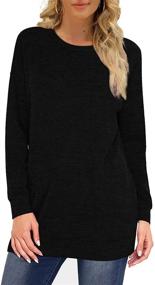 img 3 attached to 💃 Stylish Women's Long Sleeve Crew Neck Sweatshirts for Casual Fashion