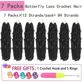 img 3 attached to 🦋 Бабочка Локсы Крючком Волосы Faux Locs 12 дюймов: Расшатанные Локсы Крючком волосы для черных женщин - Мягкие Локсы Боб Короткие Косички Крючком - 7 пакетов - Готовые Петли Синтетические Волосы для плетения (1B#)