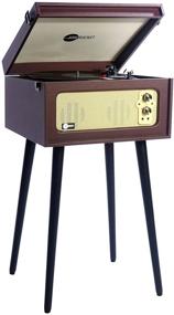 img 3 attached to Arkrocket 3-Speed Bluetooth Record Player Retro Turntable With Built-In Speakers And Removable Legs (Brown)