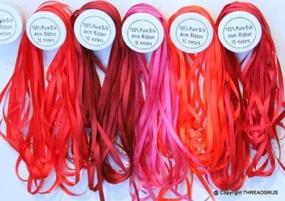 img 4 attached to 🧵 5 Spools of 100% Pure Silk Ribbons in Vibrant RED Tones - New 7mm Size ThreadNanny - 50 MTS x 7mm