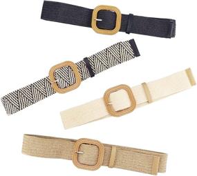 img 1 attached to Straw Woven Elastic Fashion Ladies Women's Accessories in Belts