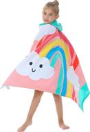 привлекательный халат из премиум хлопка с капюшоном и рисунком радуги логотип
