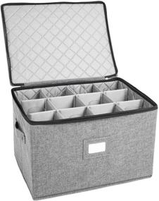 img 4 attached to 🍷 Grey Wine Glass Storage: Securely Holds 12 Red or White Wine Glasses, Full-Padded Interior with Sturdy Top and Sides (Pack of 1)